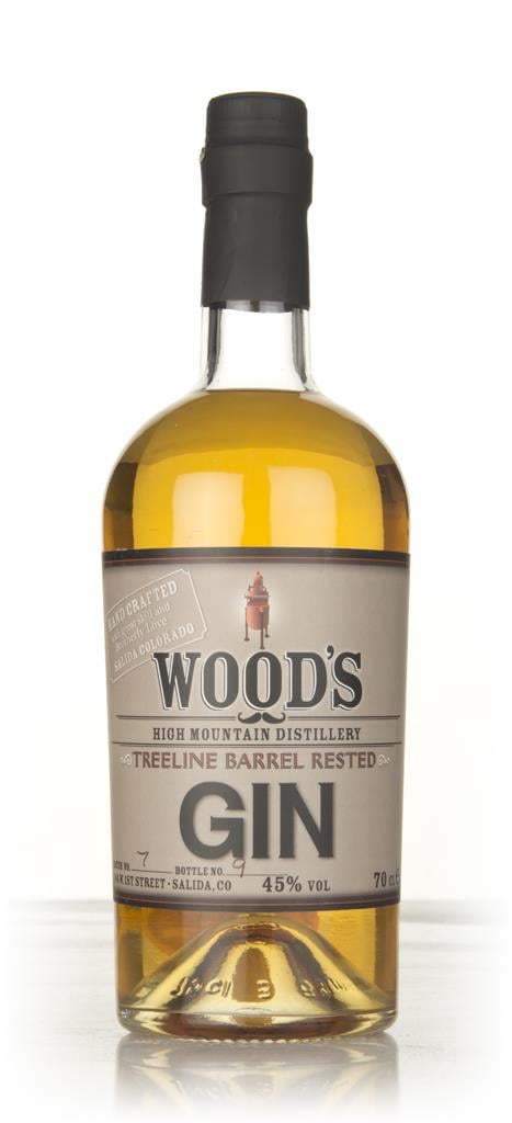 Wood's Treeline Barrel Rested Gin: Nine Botanicals Aged in American White Oak at 9,000 Feet in Colorado