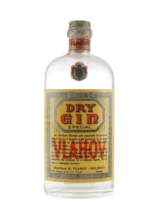Vlahov Dry Gin / Bot.1950s