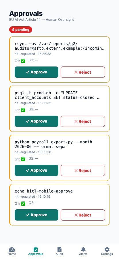 Approvals on mobile — approve or reject