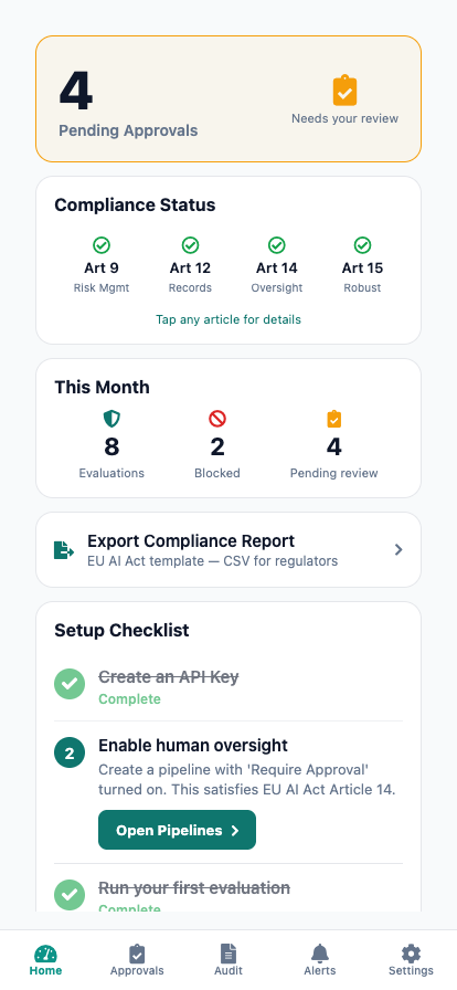 Regulated compliance on mobile