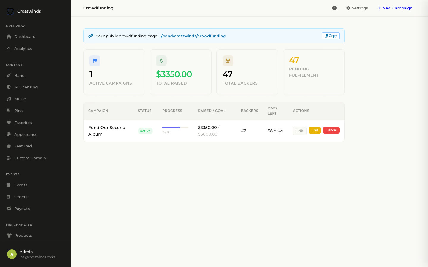 app.bandsaas.com/dashboard/crowdfunding