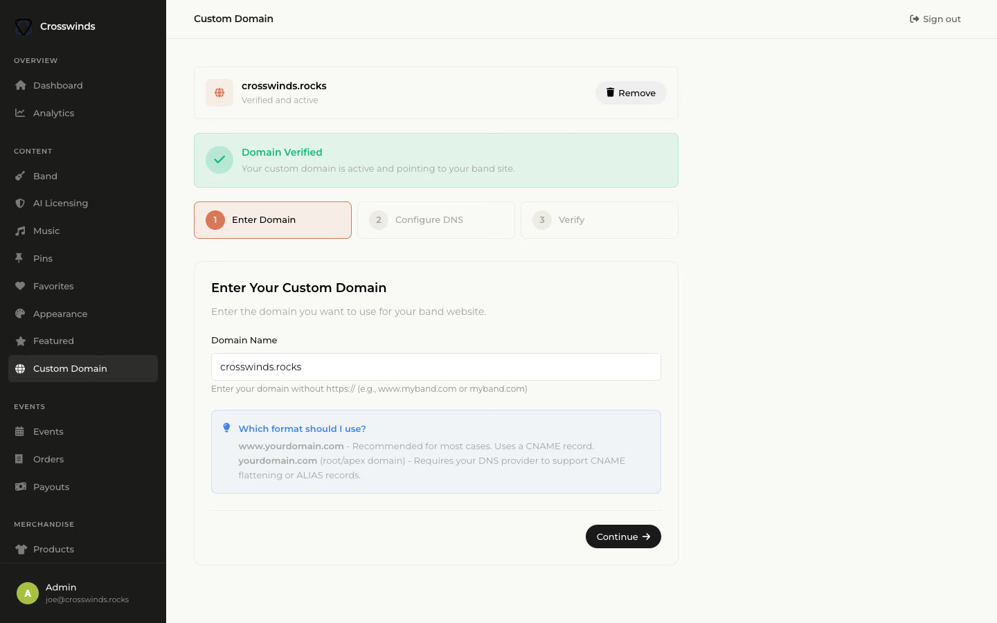 app.bandsaas.com/dashboard/settings/domain