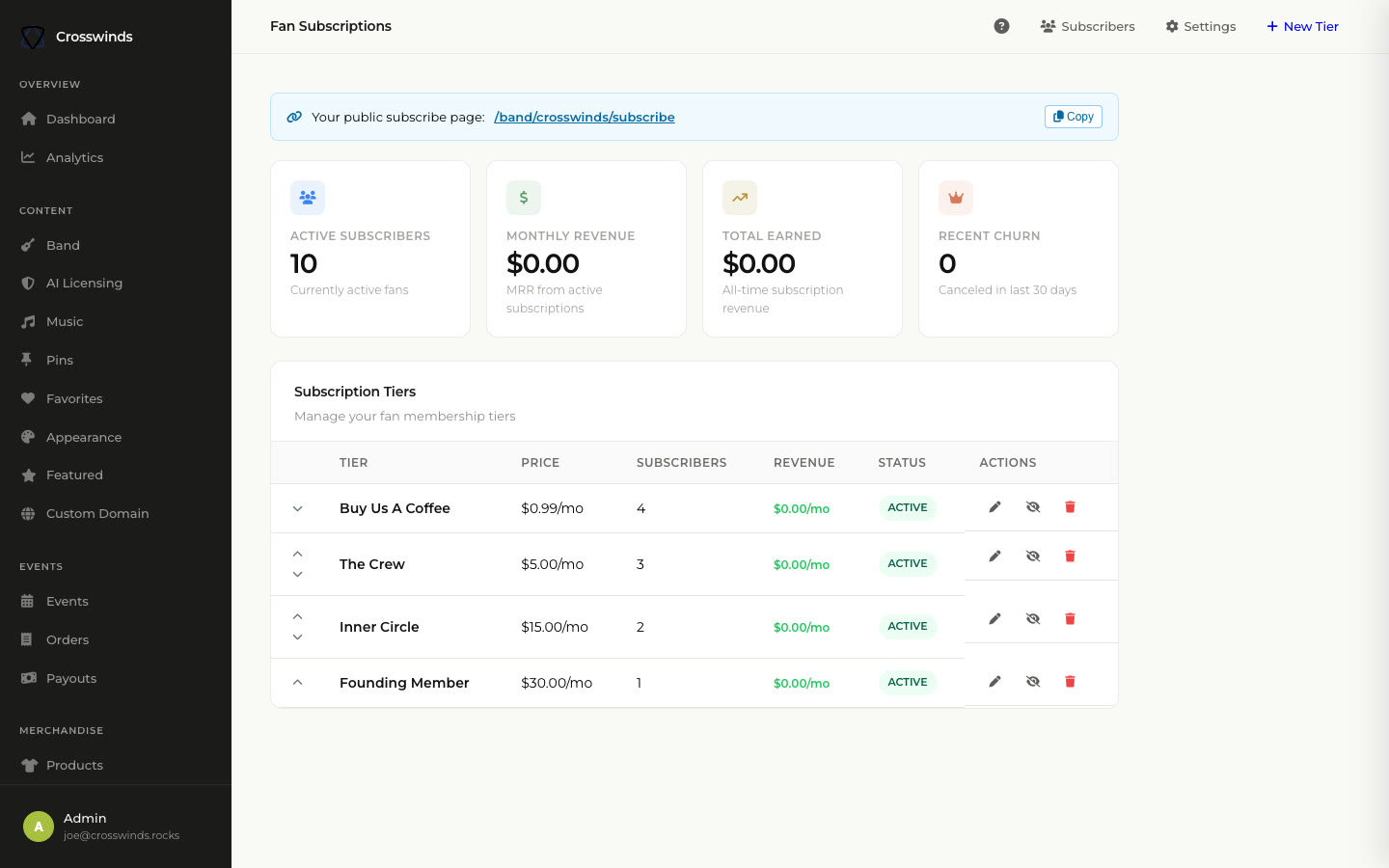 app.bandsaas.com/dashboard/fan-subscriptions