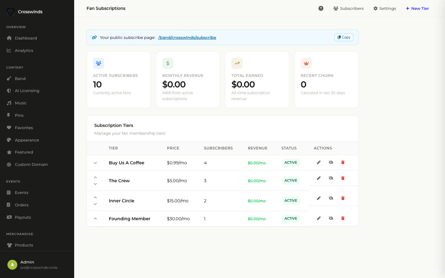 app.bandsaas.com/dashboard/fan-subscriptions