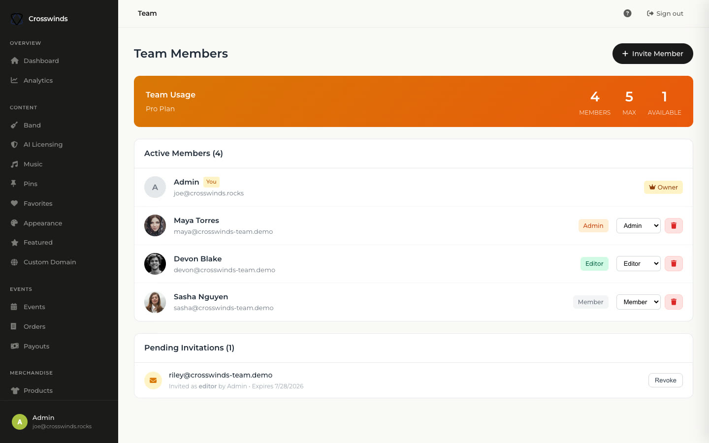 app.bandsaas.com/dashboard/team