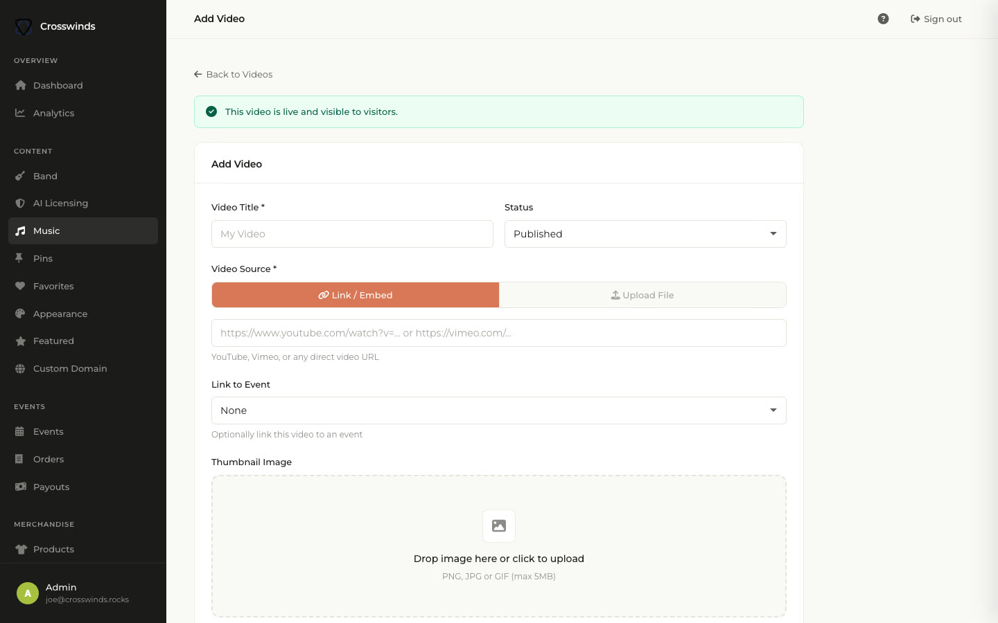 app.bandsaas.com/dashboard/videos/create