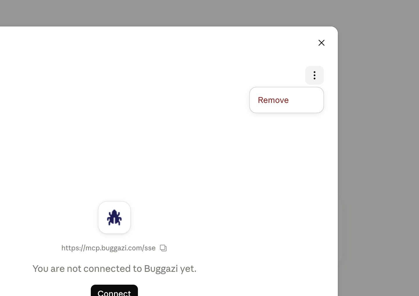 Connector overflow menu showing the Remove option