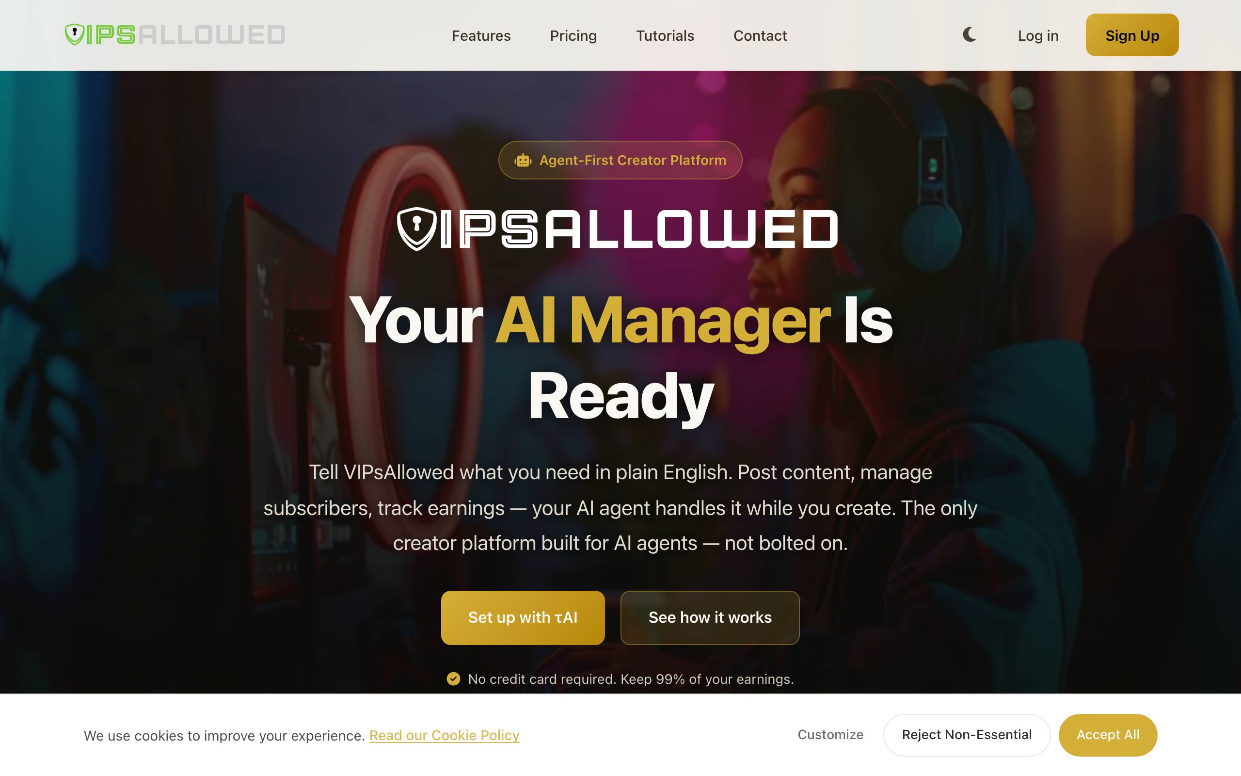 vipsallowed.com landing page