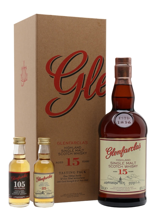 Glenfarclas 15 Year Old / Set with 105 & 25 Year Old Minis Speyside Whisky - Single Malt Review